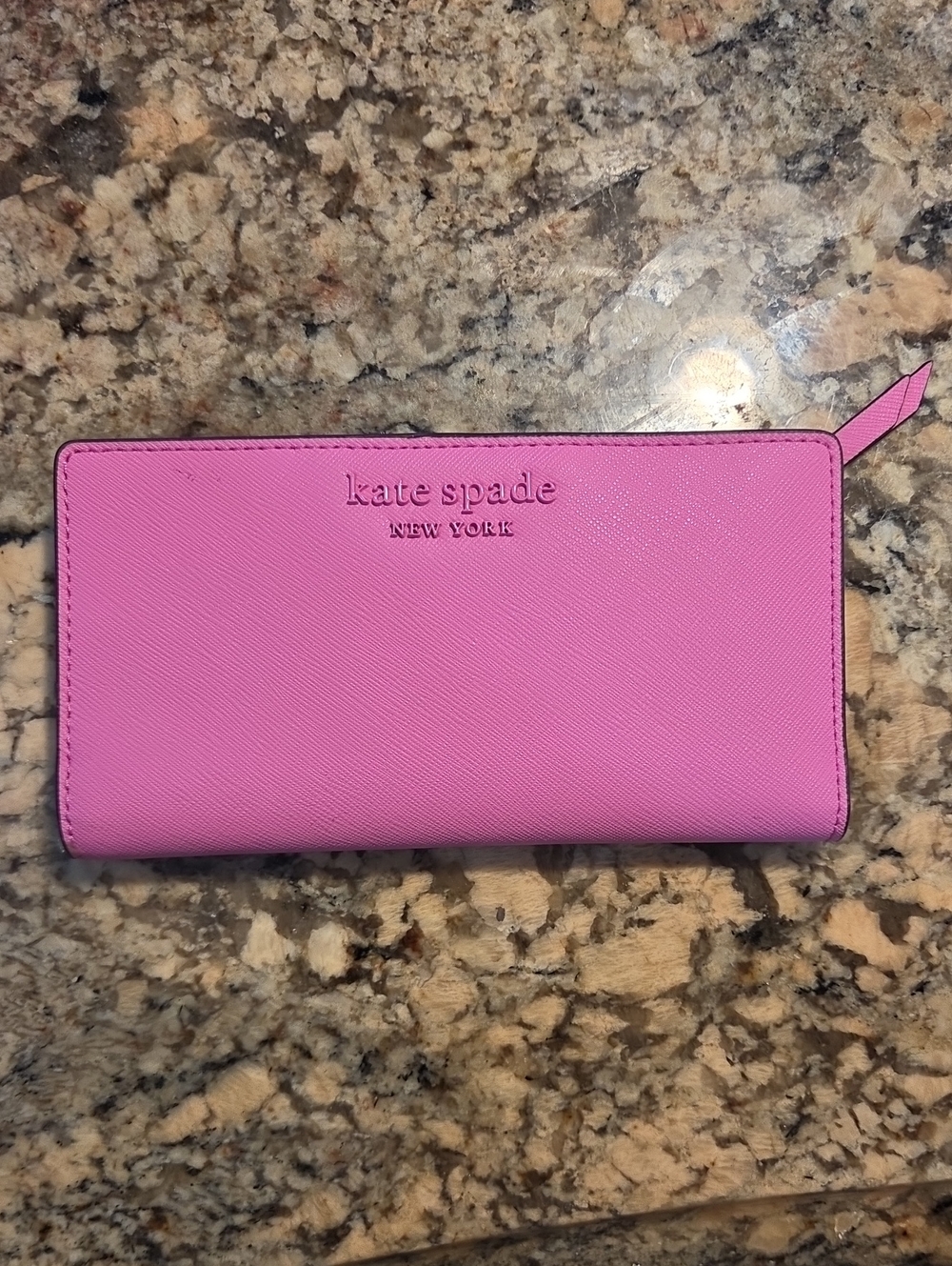 NWT Kate Spade Pink Large Slim Bifold Saffiano Leather Wallet